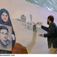 گزارش تصویری از دوشب اول اجرای زنده نقاشی در حرم مطهر رضوی(نقش ارادت)